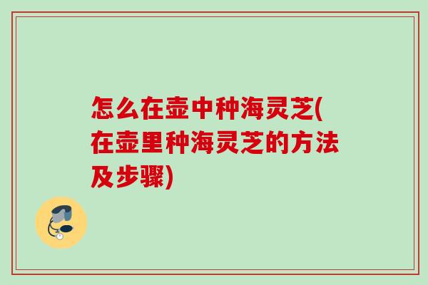 怎么在壶中种海灵芝(在壶里种海灵芝的方法及步骤)
