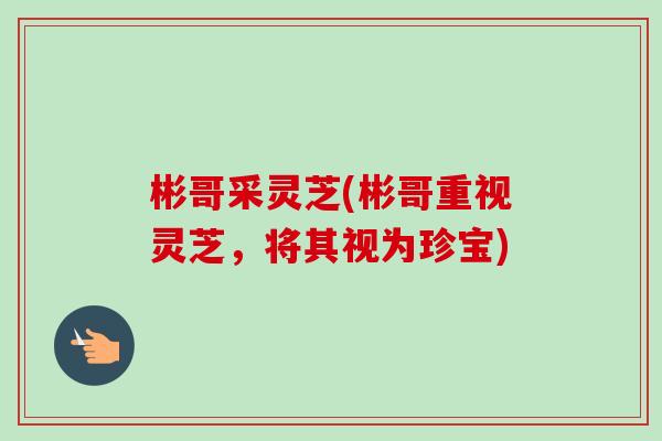 彬哥采灵芝(彬哥重视灵芝，将其视为珍宝)