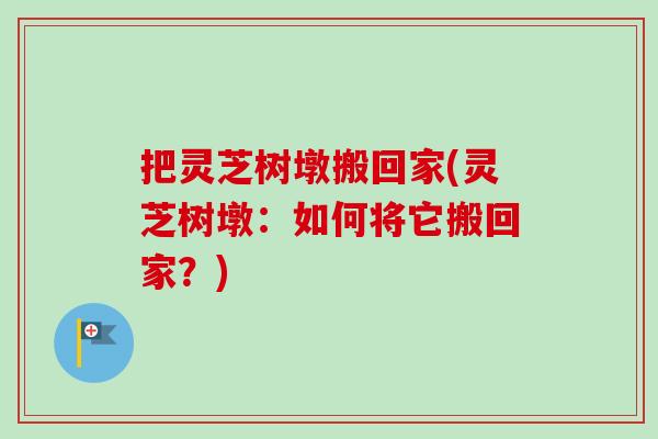 把灵芝树墩搬回家(灵芝树墩：如何将它搬回家？)