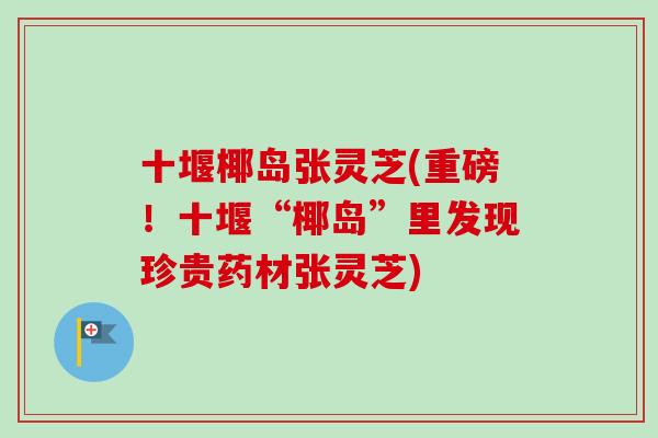 十堰椰岛张灵芝(重磅!十堰“椰岛”里发现珍贵药材张灵芝) 十堰椰岛张灵芝(重磅!十堰“椰岛”里发现珍贵药材张灵芝)