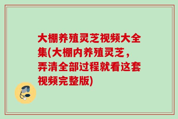 大棚养殖灵芝视频大全集(大棚内养殖灵芝，弄清全部过程就看这套视频完整版)