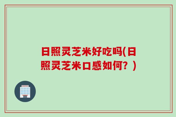 日照灵芝米好吃吗(日照灵芝米口感如何？)