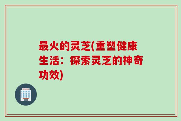 最火的灵芝(重塑健康生活：探索灵芝的神奇功效)