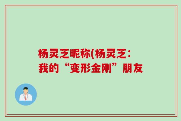 杨灵芝昵称(杨灵芝：我的“变形金刚”朋友