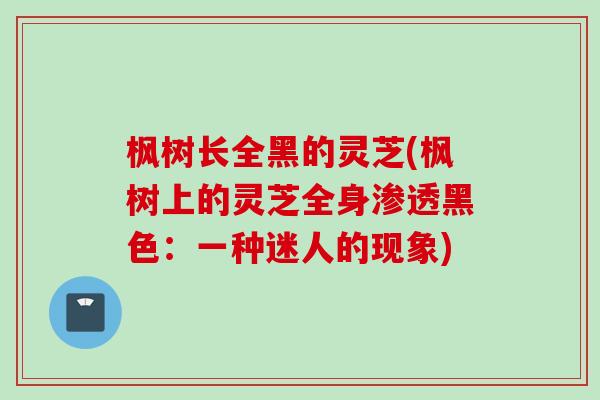 枫树长全黑的灵芝(枫树上的灵芝全身渗透黑色：一种迷人的现象)
