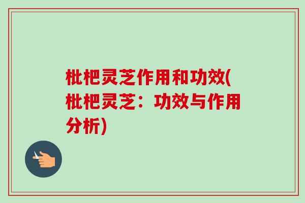 枇杷灵芝作用和功效(枇杷灵芝：功效与作用分析)