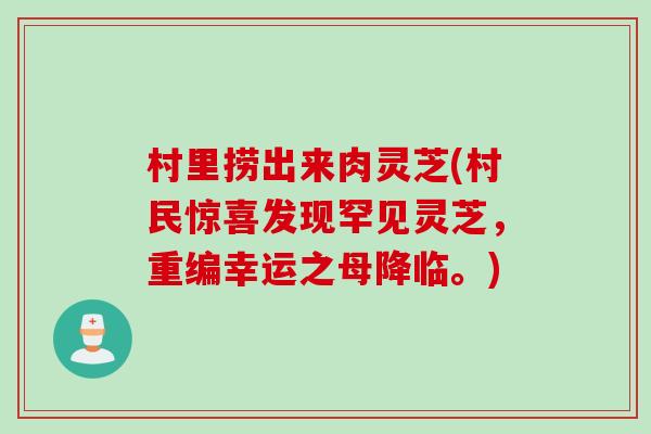 村里捞出来肉灵芝(村民惊喜发现罕见灵芝，重编幸运之母降临。)