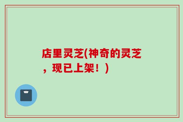 店里灵芝(神奇的灵芝，现已上架！)