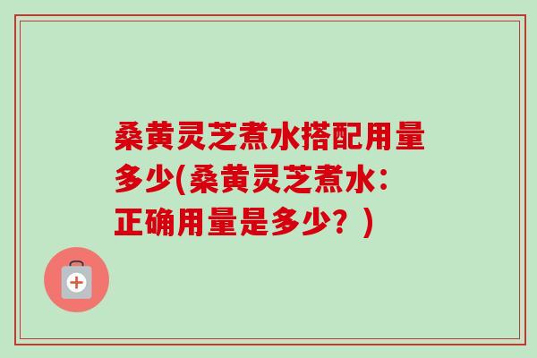 桑黄灵芝煮水搭配用量多少(桑黄灵芝煮水：正确用量是多少？)