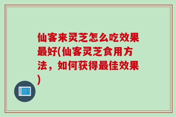 仙客来灵芝怎么吃效果最好(仙客灵芝食用方法，如何获得最佳效果)