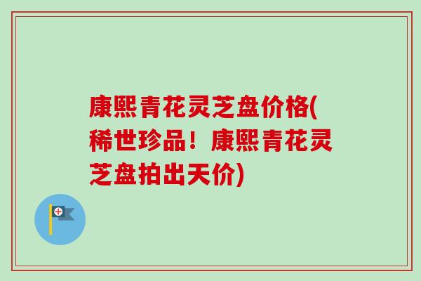 康熙青花灵芝盘价格(稀世珍品！康熙青花灵芝盘拍出天价)