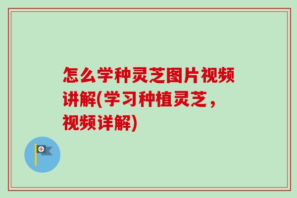 怎么学种灵芝图片视频讲解(学习种植灵芝，视频详解)