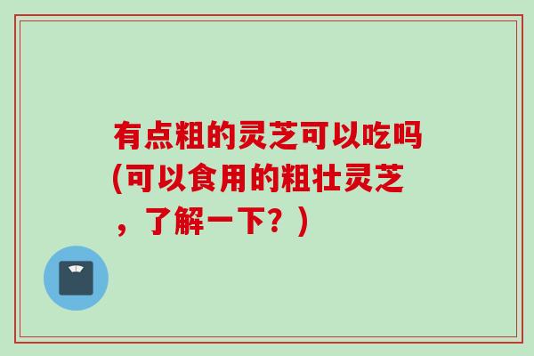 有点粗的灵芝可以吃吗(可以食用的粗壮灵芝，了解一下？)