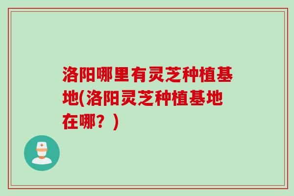 洛阳哪里有灵芝种植基地(洛阳灵芝种植基地在哪？)