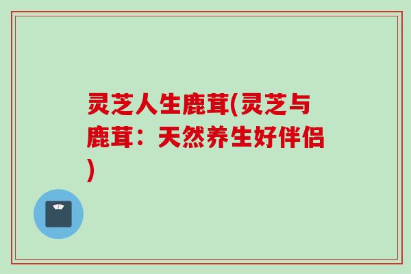 灵芝人生鹿茸(灵芝与鹿茸：天然养生好伴侣)