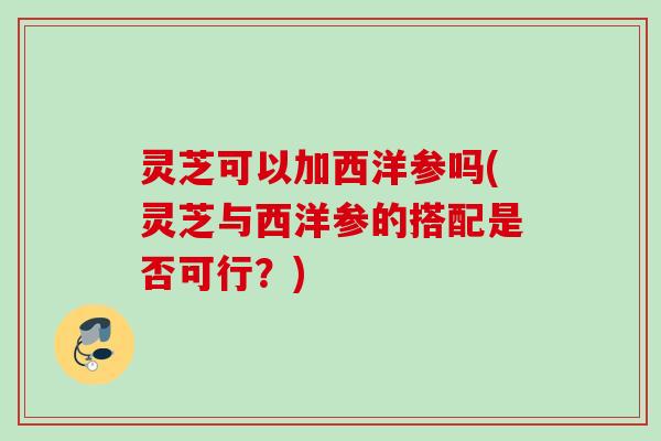 灵芝可以加西洋参吗(灵芝与西洋参的搭配是否可行？)