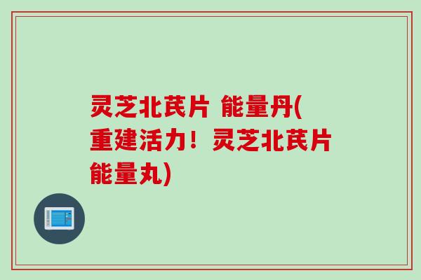 灵芝北芪片 能量丹(重建活力！灵芝北芪片能量丸)