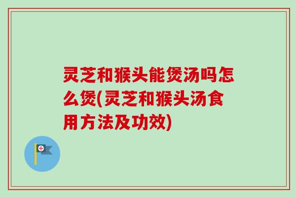 灵芝和猴头能煲汤吗怎么煲(灵芝和猴头汤食用方法及功效)