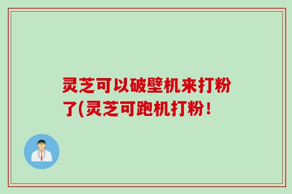 灵芝可以破壁机来打粉了(灵芝可跑机打粉！