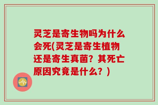 灵芝是寄生物吗为什么会死(灵芝是寄生植物还是寄生真菌？其死亡原因究竟是什么？)