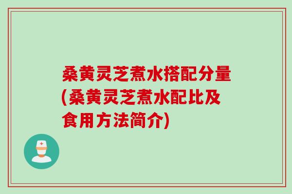 桑黄灵芝煮水搭配分量(桑黄灵芝煮水配比及食用方法简介)