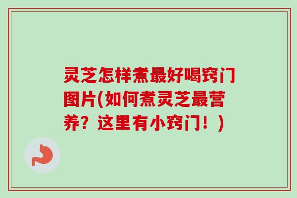 灵芝怎样煮最好喝窍门图片(如何煮灵芝最营养？这里有小窍门！)