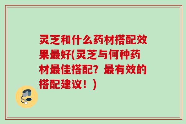 灵芝和什么药材搭配效果最好(灵芝与何种药材最佳搭配？最有效的搭配建议！)