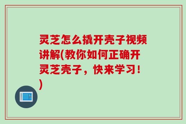 灵芝怎么撬开壳子视频讲解(教你如何正确开灵芝壳子，快来学习！)
