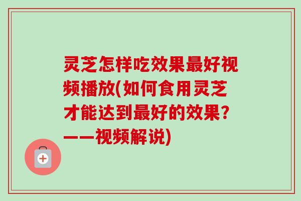 灵芝怎样吃效果最好视频播放(如何食用灵芝才能达到最好的效果？——视频解说)