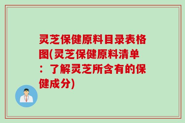 灵芝保健原料目录表格图(灵芝保健原料清单：了解灵芝所含有的保健成分)