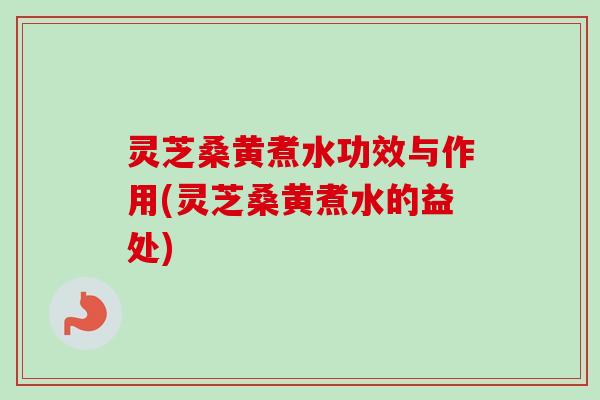 灵芝桑黄煮水功效与作用(灵芝桑黄煮水的益处)