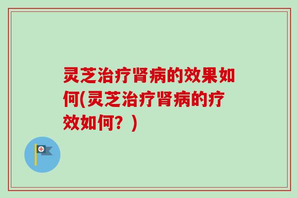 灵芝治疗肾病的效果如何(灵芝治疗肾病的疗效如何？)