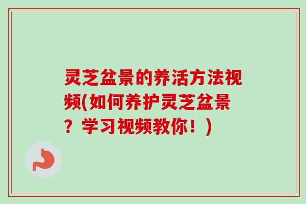 灵芝盆景的养活方法视频(如何养护灵芝盆景？学习视频教你！)