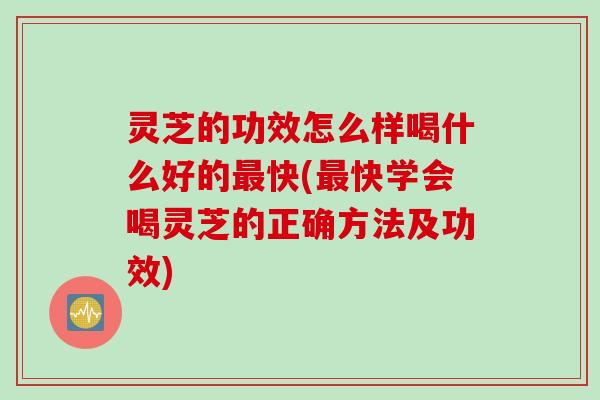 灵芝的功效怎么样喝什么好的最快(最快学会喝灵芝的正确方法及功效)