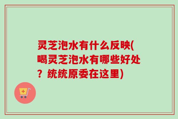灵芝泡水有什么反映(喝灵芝泡水有哪些好处？统统原委在这里)