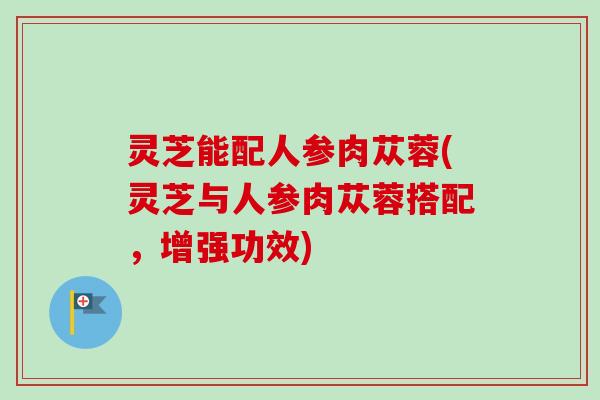 灵芝能配人参肉苁蓉(灵芝与人参肉苁蓉搭配，增强功效)