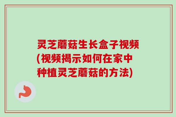 灵芝蘑菇生长盒子视频(视频揭示如何在家中种植灵芝蘑菇的方法)