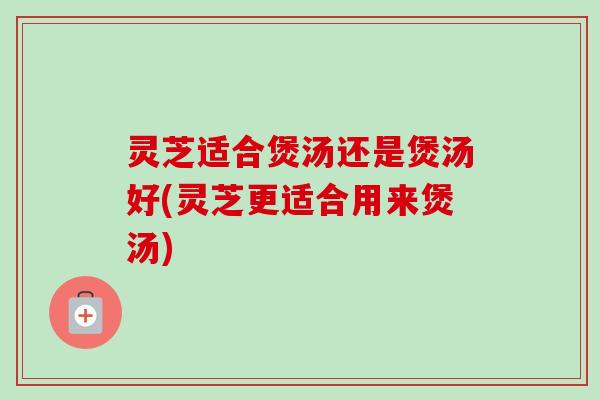 灵芝适合煲汤还是煲汤好(灵芝更适合用来煲汤)