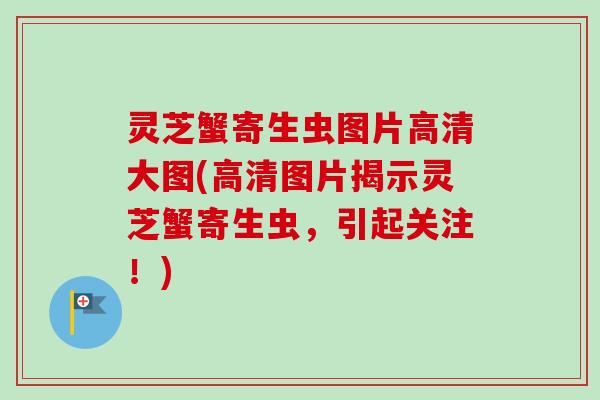 灵芝蟹寄生虫图片高清大图(高清图片揭示灵芝蟹寄生虫，引起关注！)
