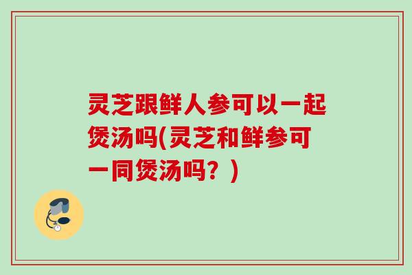 灵芝跟鲜人参可以一起煲汤吗(灵芝和鲜参可一同煲汤吗？)