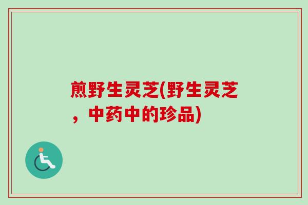 煎野生灵芝(野生灵芝，中药中的珍品)
