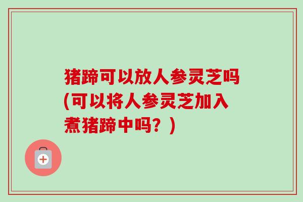 猪蹄可以放人参灵芝吗(可以将人参灵芝加入煮猪蹄中吗？)
