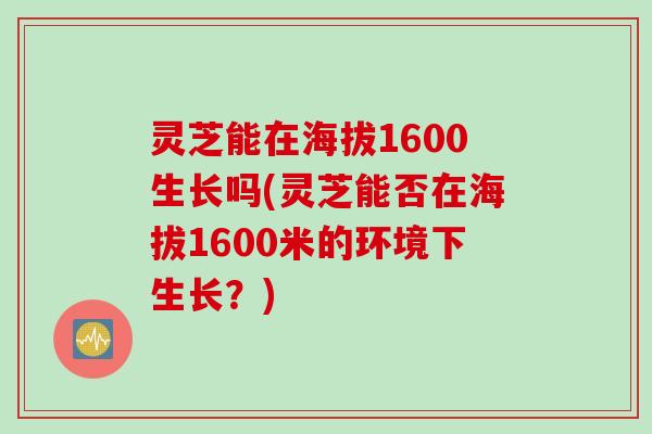 灵芝能在海拔1600生长吗(灵芝能否在海拔1600米的环境下生长？)