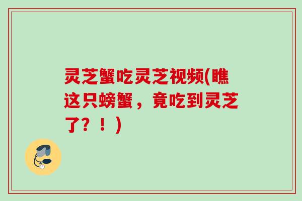灵芝蟹吃灵芝视频(瞧这只螃蟹，竟吃到灵芝了？！)