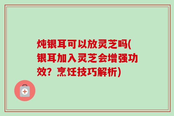 炖银耳可以放灵芝吗(银耳加入灵芝会增强功效？烹饪技巧解析)