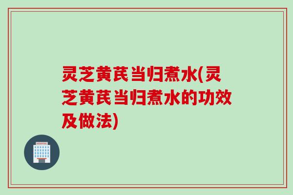 灵芝黄芪当归煮水(灵芝黄芪当归煮水的功效及做法)