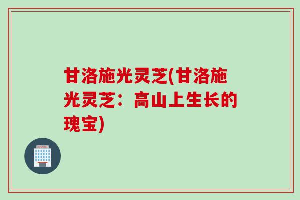 甘洛施光灵芝(甘洛施光灵芝：高山上生长的瑰宝)