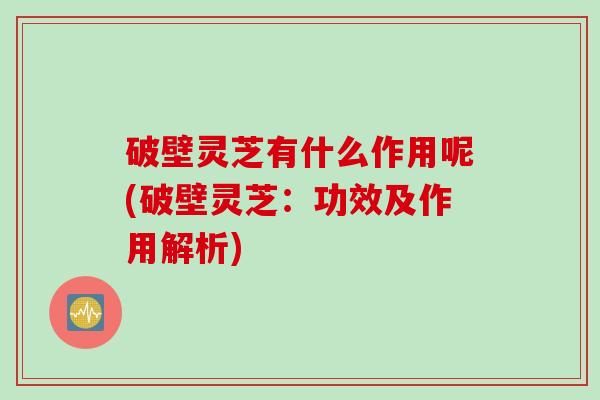 破壁灵芝有什么作用呢(破壁灵芝：功效及作用解析)