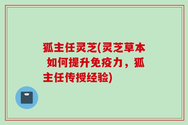 狐主任灵芝(灵芝草本 如何提升免疫力，狐主任传授经验)