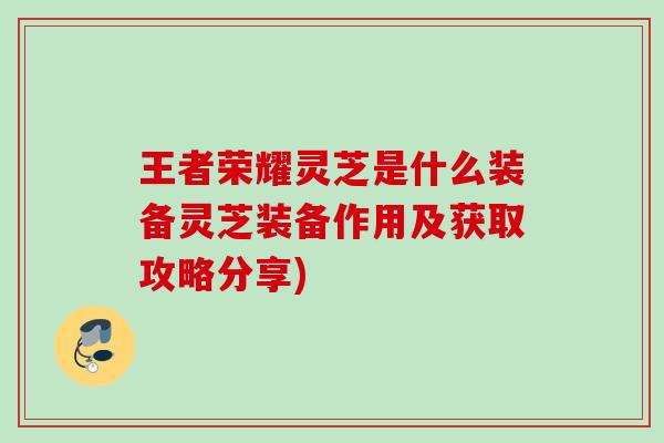 王者荣耀灵芝是什么装备灵芝装备作用及获取攻略分享)